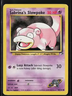 Sabrina's Slowpoke 95/132 Common Gym Heroes Pokemon Unlimited Heavily Played - Image 1