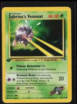 Sabrina's Venonat 96/132 Common Gym Heroes Pokemon 1st Edition Moderately Played - Image 1
