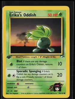 Erika's Oddish 78/132 Common Gym Heroes Pokemon 1st Edition Moderately Played - Image 1