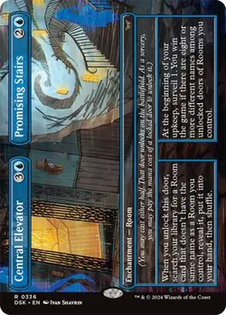 MTG - Central Elevator / Promising Stairs - Borderless - Duskmourn - Magic - Image 2