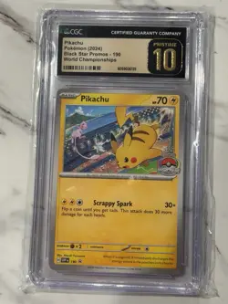 2024 Pokemon SVP SV Black Star Pikachu #190 World Championships CGC 10 Pristine - Image 1