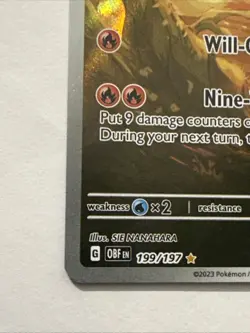 Ninetales Pokemon Obsidian Flames 199/197 Illustration Rare Full Art Holo SV NM - Image 3