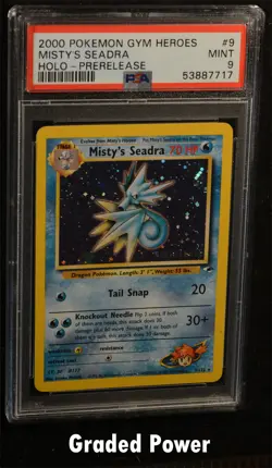Promo Misty's Seadra Gym Heroes Prerelease PSA 9 HOLO 9/132 Pokemon (7717) - Image 1