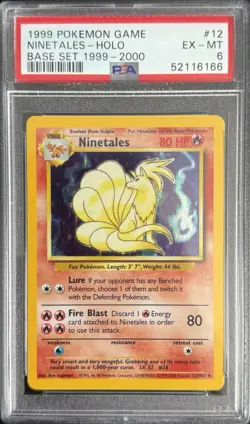 Pokemon Ninetales 12/102 Holo 1999-2000 4th print Base Set PSA 6 - Image 1