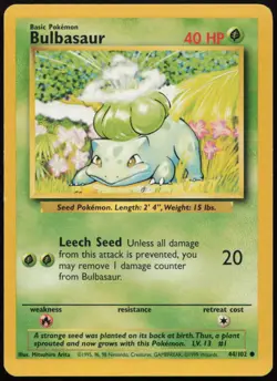 Bulbasaur 44/102 LP Base Set Unlimited Common Pokemon - Image 1