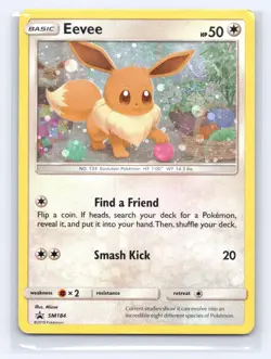 Eevee - (Cosmos Holo) SM184 Holo Promo Sun & Moon Promo Pokemon Damaged - Image 1