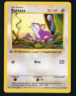 Rattata MP 61/102 - 1st Edition Base Set Shadowless - Pokemon 1999 (B) - Image 1
