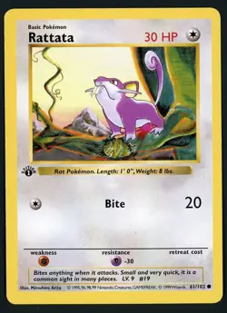 Rattata LP 61/102 - 1st Edition Base Set Shadowless - Pokemon 1999 (E) - Image 1