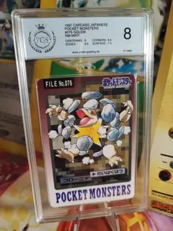 Pokemon Card Geowaz Golem Pocket Monsters Carddass 1997 Japanese PGS PSA 8 - Image 1