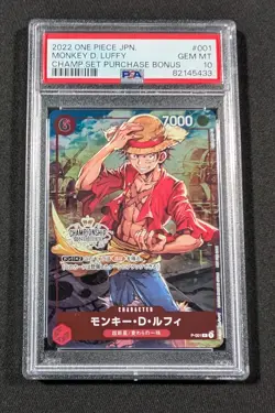 One Piece Japanese Holo Monkey D. Luffy P-001 PSA 10 GEM MINT Championship Bonus - Image 1