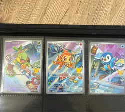 Turtwig Chimchar Piplup First Partner Illustration Promo Pokemon Card Set - Image 2