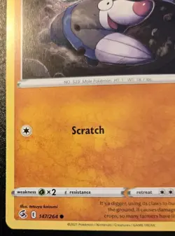Drilbur 147/264 Common Sword & Shield: Fusion Strike Pokemon TCG - Image 4