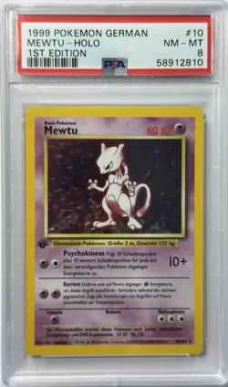 Pokemon MEWTU Holo 10/102 1st Edition Base Set PSA 8 Deutsch Mewtwo Holo GERMAN - Image 1