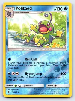 Politoed 25/145 Holo Holo Rare Guardians Rising Pokemon Reverse Holo LP - Image 1