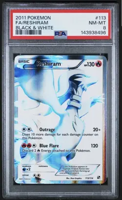 The Pokemon Company 2011 Reshiram 113/114 Black & White Full Art Holo PSA 8 - Image 1