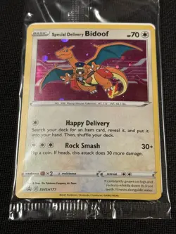 Pokemon TCG Special Delivery Bidoof SWSH177 Black Star Promo Card Sealed - Image 1
