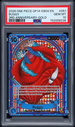 2026 One Piece Op14-Eb04-The Azure Sea's Seven Buggy 3RD Anniversary-Gold PSA 10 - Image 1