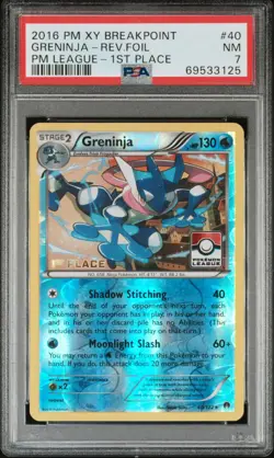 Pokemon League Card Greninja 1ST Place 2016 XY Breakpoint BKP 40 - PSA 7 POP 28 - Image 1