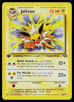 Pokemon Card Jungle Jolteon 20/64 Rare 1st Edition - Image 1