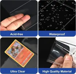100 Pack 9 Pocket Double Side Card Sleeves Binder Sheets Holds 1800 Cards Tra... - Image 3