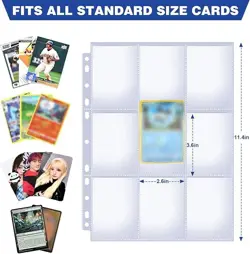 100 Pack 9 Pocket Double Side Card Sleeves Binder Sheets Holds 1800 Cards Tra... - Image 4