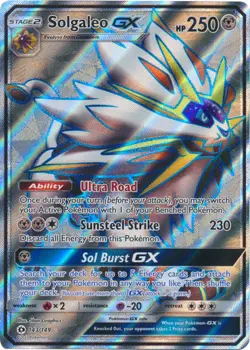 NM-Mint Solgaleo GX - 143/149 - Full Art Ultra Rare Pokemon SM Base Set - Image 1