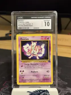 1999 Pokemon Mewtwo Black Star Promo #3 WB Movie Stamp Gem Mint CGC 10 - Image 1