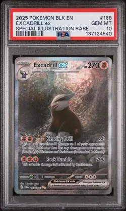2025 POKEMON BLK EN-BLACK BOLT SPECIAL ILLUSTRATION RARE EXCADRILL EX PSA 10 - Image 1