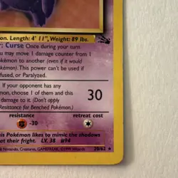 Pokemon TCG Gengar Fossil 1st Edition Rare Stage 2 80 HP 20/62 Regular English - Image 5