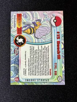 2000 Topps Chrome Pokemon Series 1 Beedrill #15 Sparkle Very Rare - Image 2
