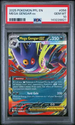 2025 POKEMON PFL EN-PHANTASMAL FLAMES #056 MEGA GENGAR EX PSA 10 - Image 1