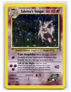 Pokemon Gym Heroes Sabrina’s Gengar 14/132 Holo Rare WOTC Swirl Above Head (LP) - Image 1