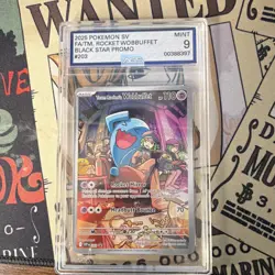 2025 Pokemon Team Rocket's Wobbuffet Promo Holo SV Black Star 203 AGS 9 TCG - Image 1