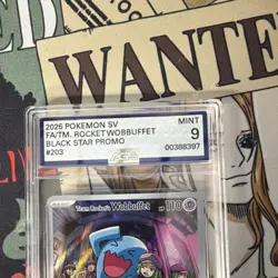 2025 Pokemon Team Rocket's Wobbuffet Promo Holo SV Black Star 203 AGS 9 TCG - Image 4