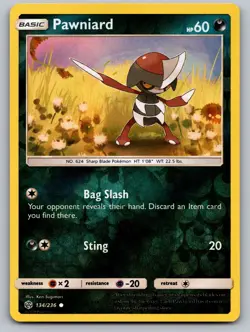 Pawniard 134/236 Common Cosmic Eclipse Pokemon Reverse Holo Near Mint - Image 1