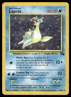Pokemon Cards Lapras 10/62 Unlimited Holo Fossil WOTC Rare HP - Image 1