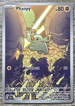 Pokemon TCG Phanpy Illustration Rare Holo Card 205/191 Sv08: Surging Sparks MINT - Image 1