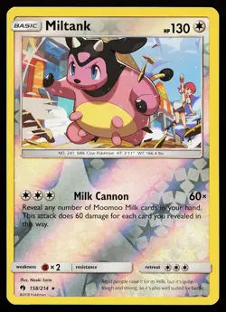 Miltank 158/214 Reverse Holo Rare Lost Thunder Pokemon Card - Image 1