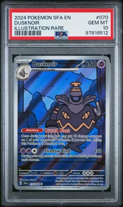 2024 Pokemon Sfa EN-Shrouded Fable Dusknoir Illustration Rare PSA 10 #070 - Image 1