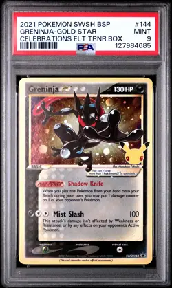 2021 POKEMON SWSH BLACK STAR PROMO #144 GRENINJA-GOLD STAR PSA 9 - Image 1
