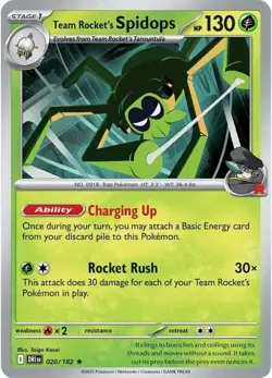 x1 Team Rocket's Spidops - 020/182 - Holo Rare Pokemon SV10 Destined Rivals M/NM - Image 1
