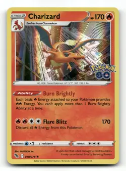 Charizard 010/078 - Pokemon GO Holo - Pokemon Card NM/M - Image 1