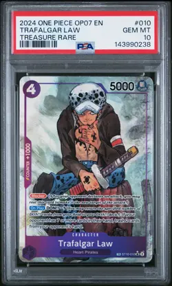 2024 One Piece Op07-010 500 Years Trafalgar Law Treasure Rare TR PSA 10 #010 - Image 1