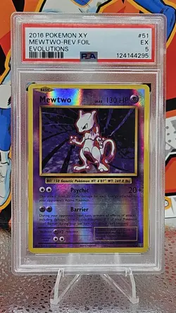 Pokemon Mewtwo 51/108 Evolutions Rare Reverse Holo PSA 5 English Card - Image 1