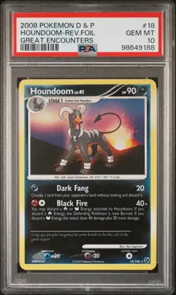 Pokemon Cards: Great Encounters Reverse Holo: Houndoom 18/106 PSA 10 - Image 1