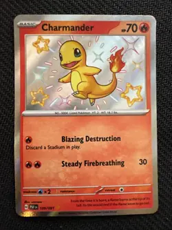 Pokemon TCG Charmander 109/091 Paldean Fates 2024 Shiny Rare Card - Image 1
