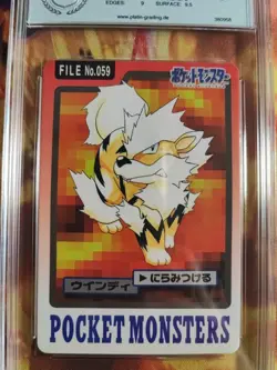 Pokemon Card Arkani Arcanine Pocket Monsters Carddass 1997 Japanese PGS PSA 9 - Image 3