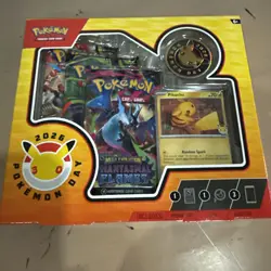 Pokemon Day 2026 Collection Box Pikachu Promo Card Coin 3 Booster Packs - Image 1