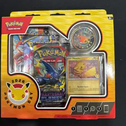 Pokemon Day 2026 Collection Box Pikachu Promo Card Coin 3 Booster Packs - Image 1