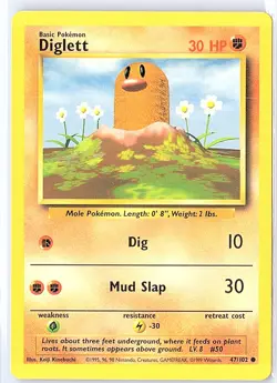 Pokemon Diglett 47/102 Base Set 1999 WOTC LP Lightly Played Vintage Card - Image 1